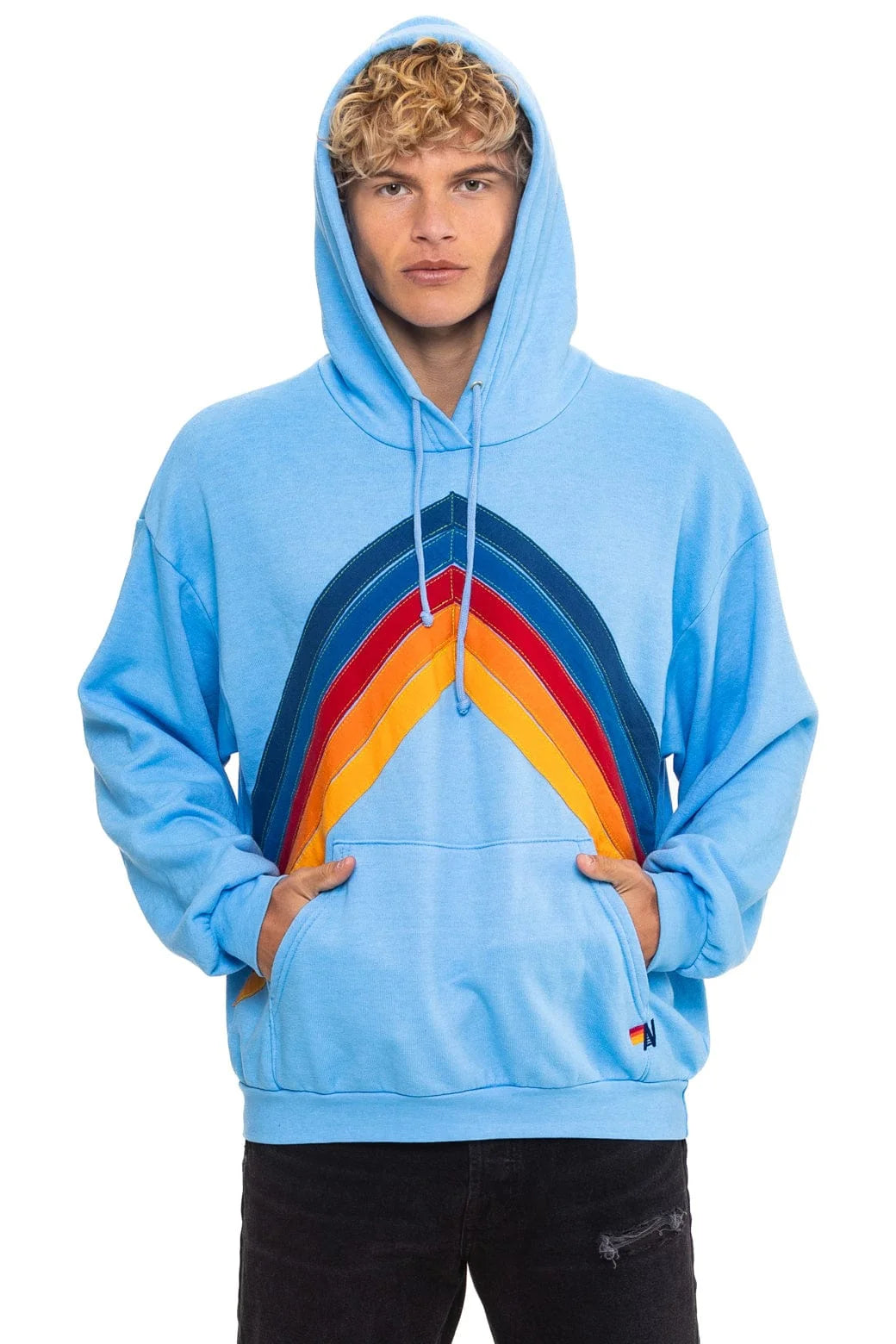 Mountain Stitch Chevron Pullover Hoodie- Sky