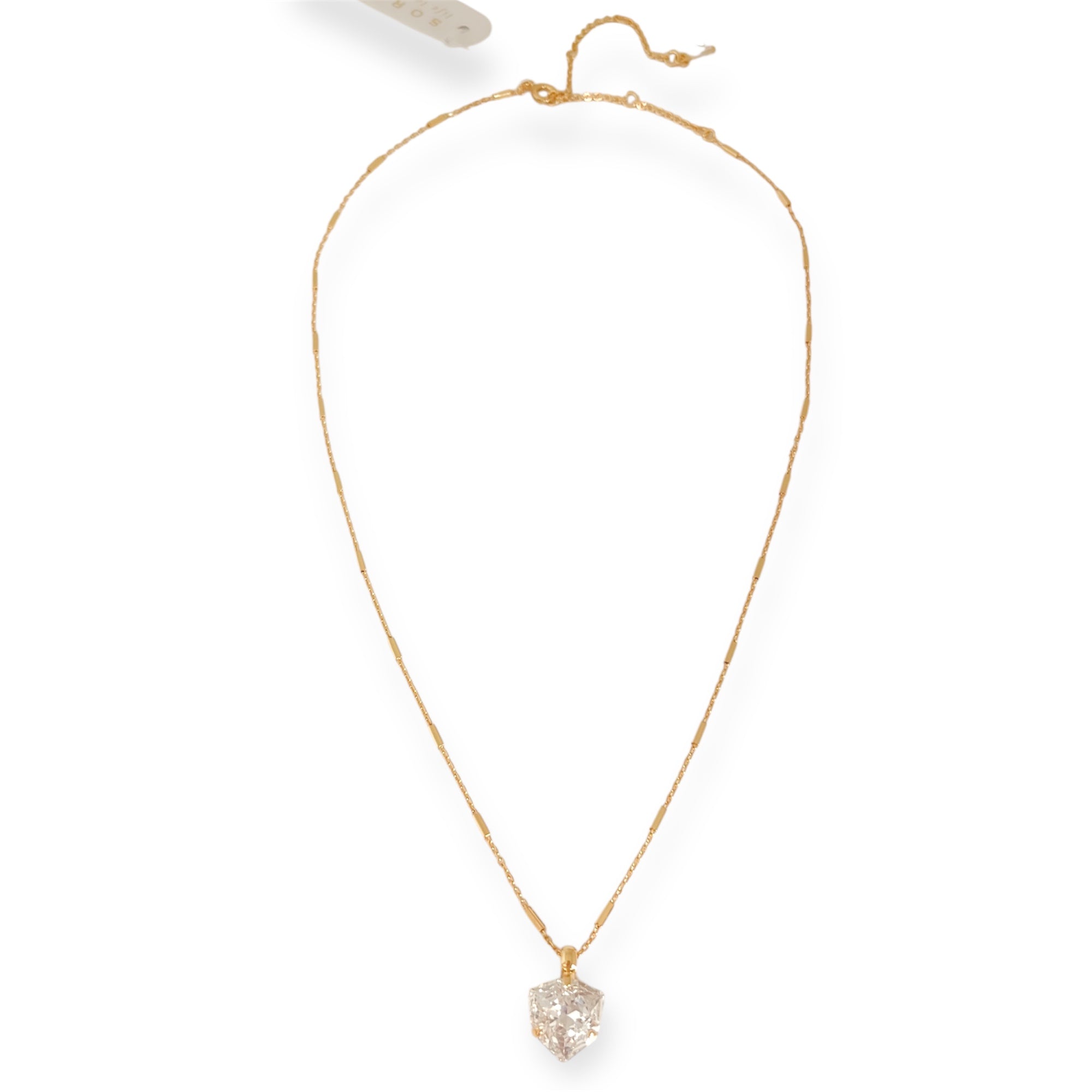 NDS10BGCRY Tear Drop Crystal Bright Gold Pendant