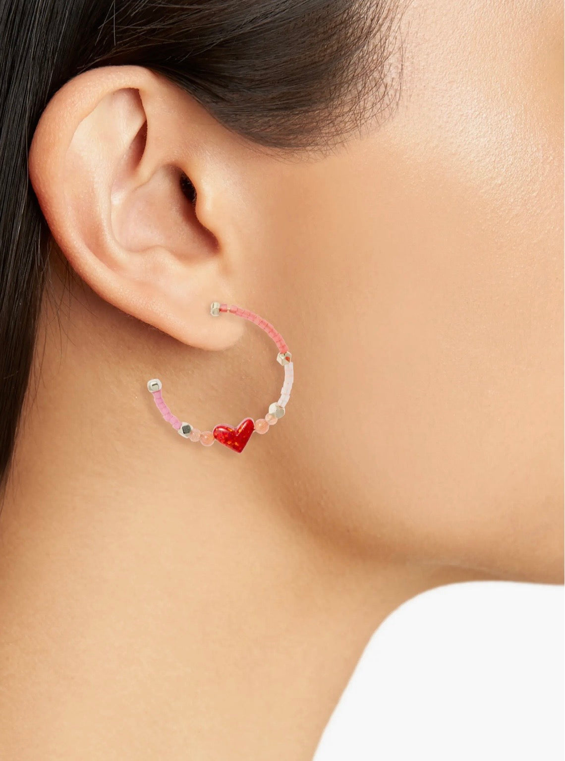 Nova Heart Beaded Hoop Earrings