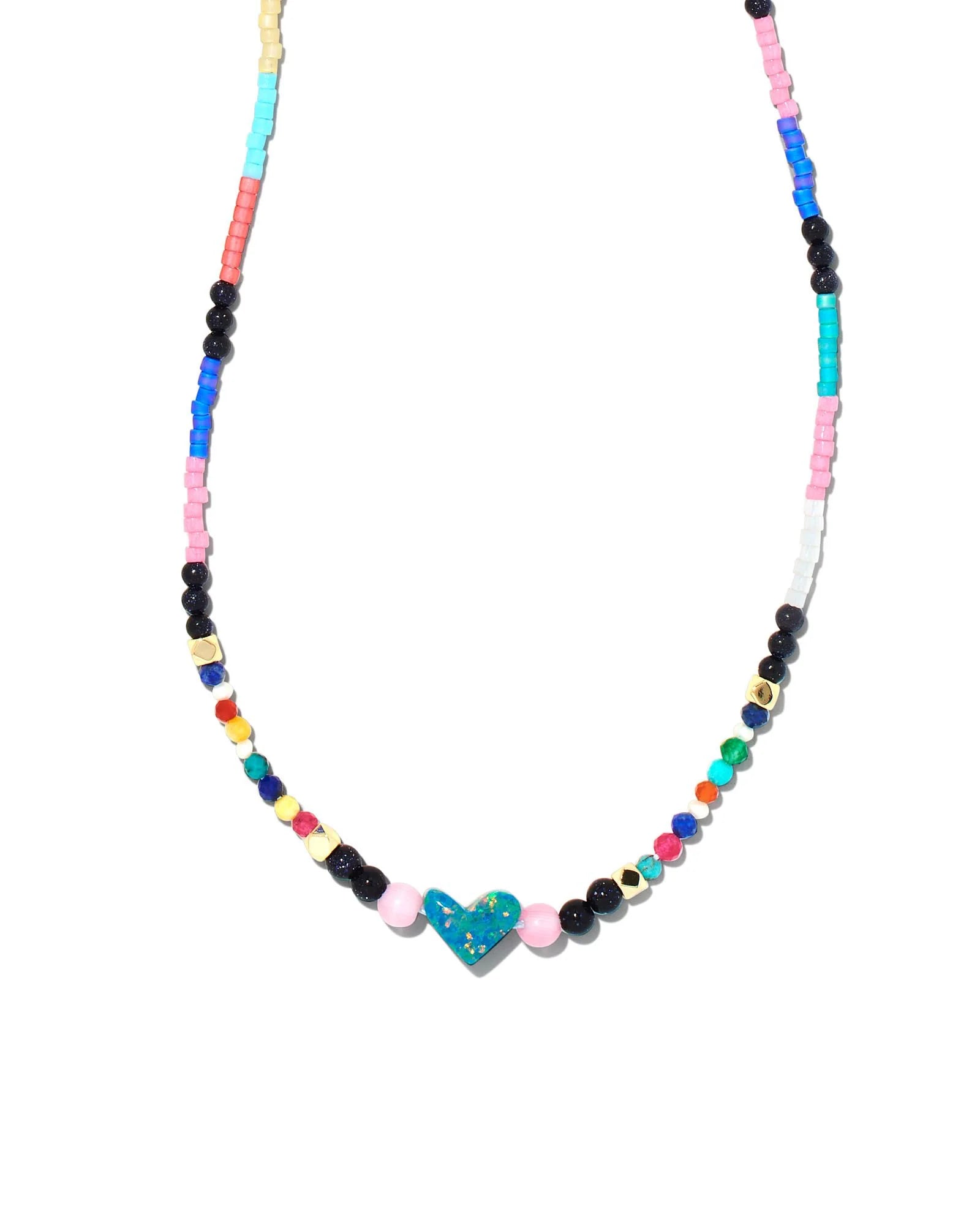 Nova Heart Beaded Strand Necklace Gold Mix