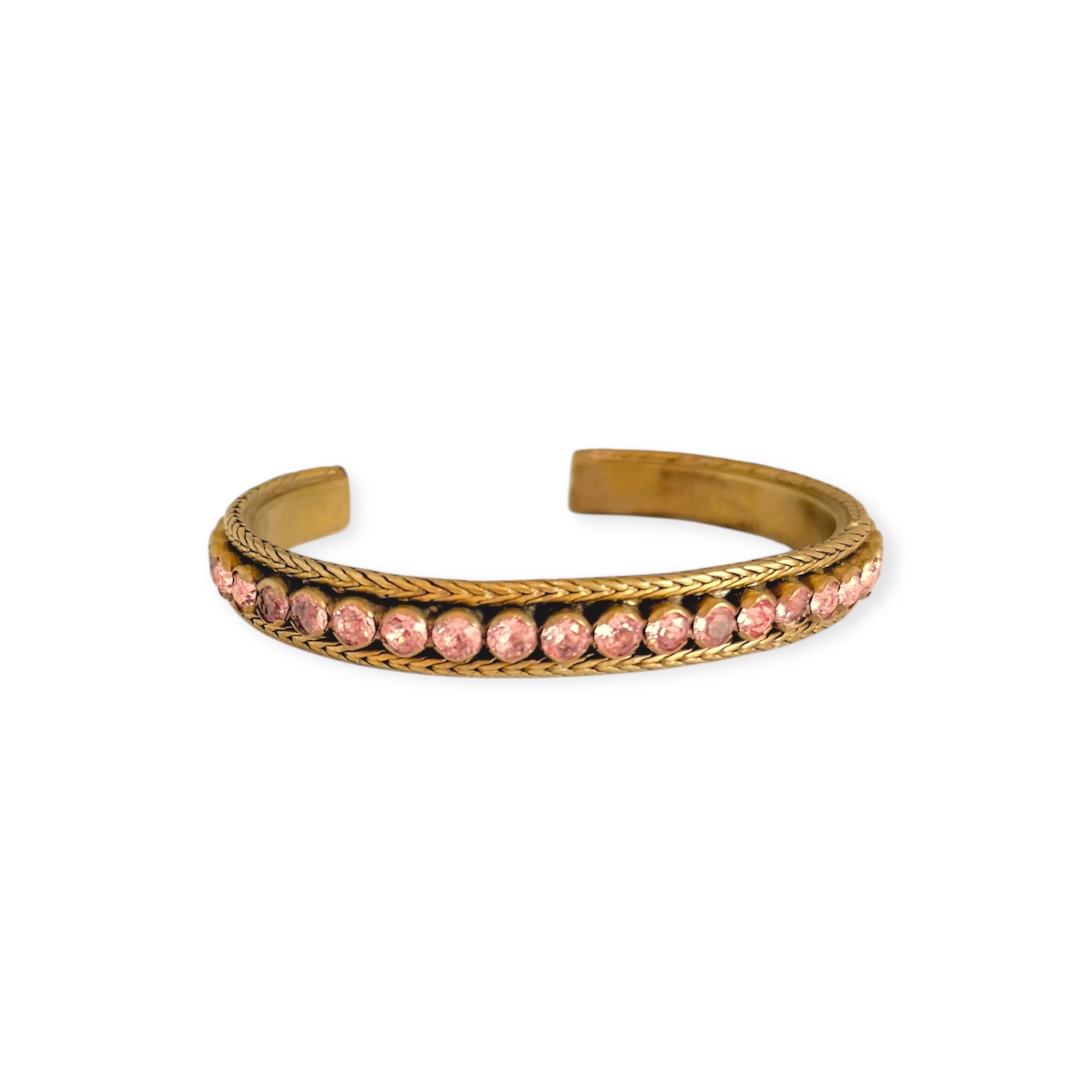 Open Ended Cuff Gold Bracelet Pink Crystals Sorrelli