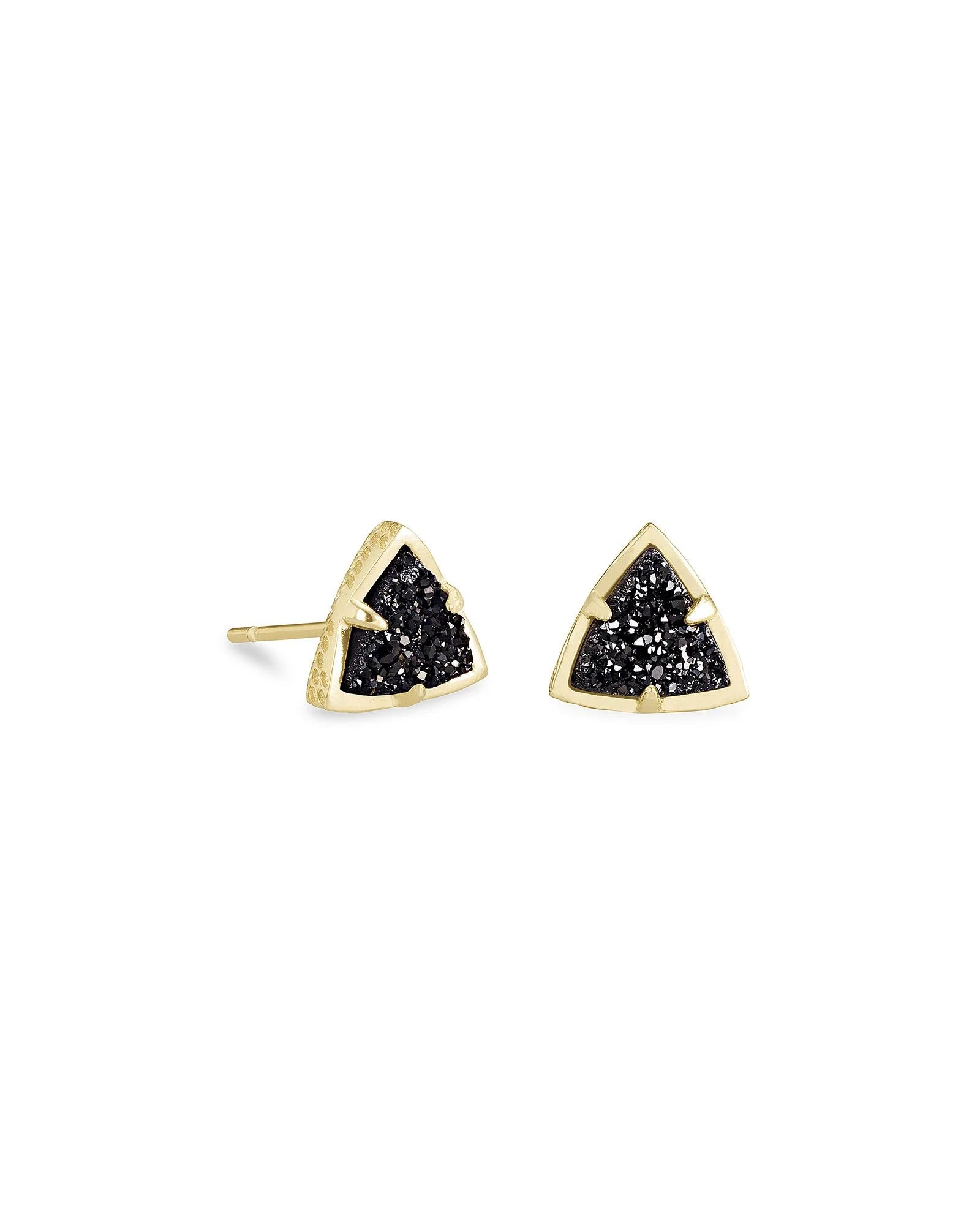 Perry Gold Stud Earrings in Black Drusy