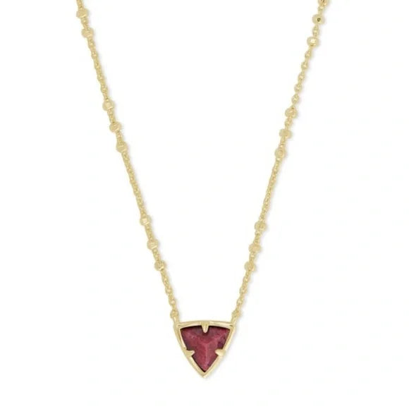Perry Short Pendant Gold Necklace in Raspberry Labradorite