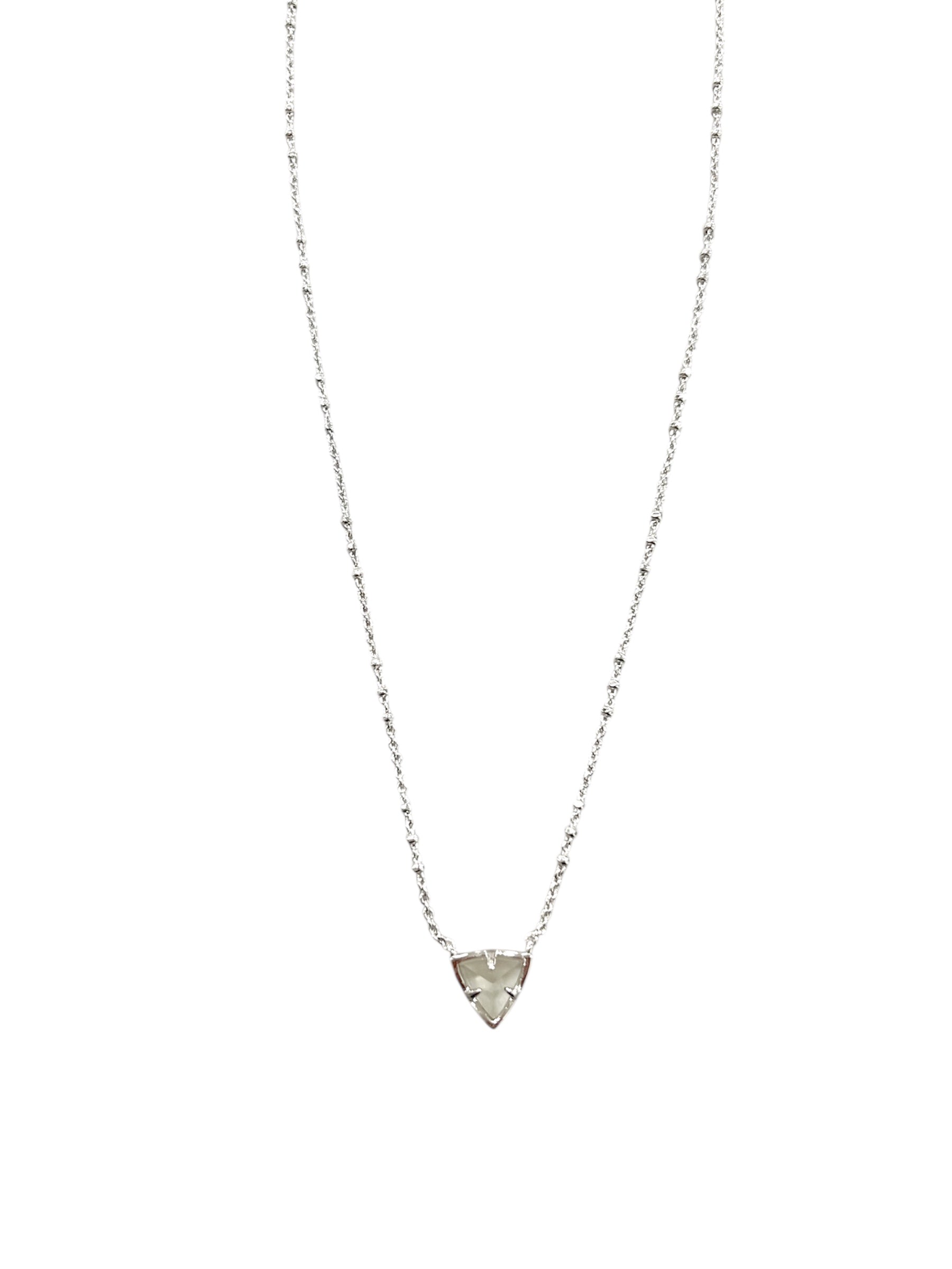 Perry Short Silver Pendant Necklace in Gray Illusion