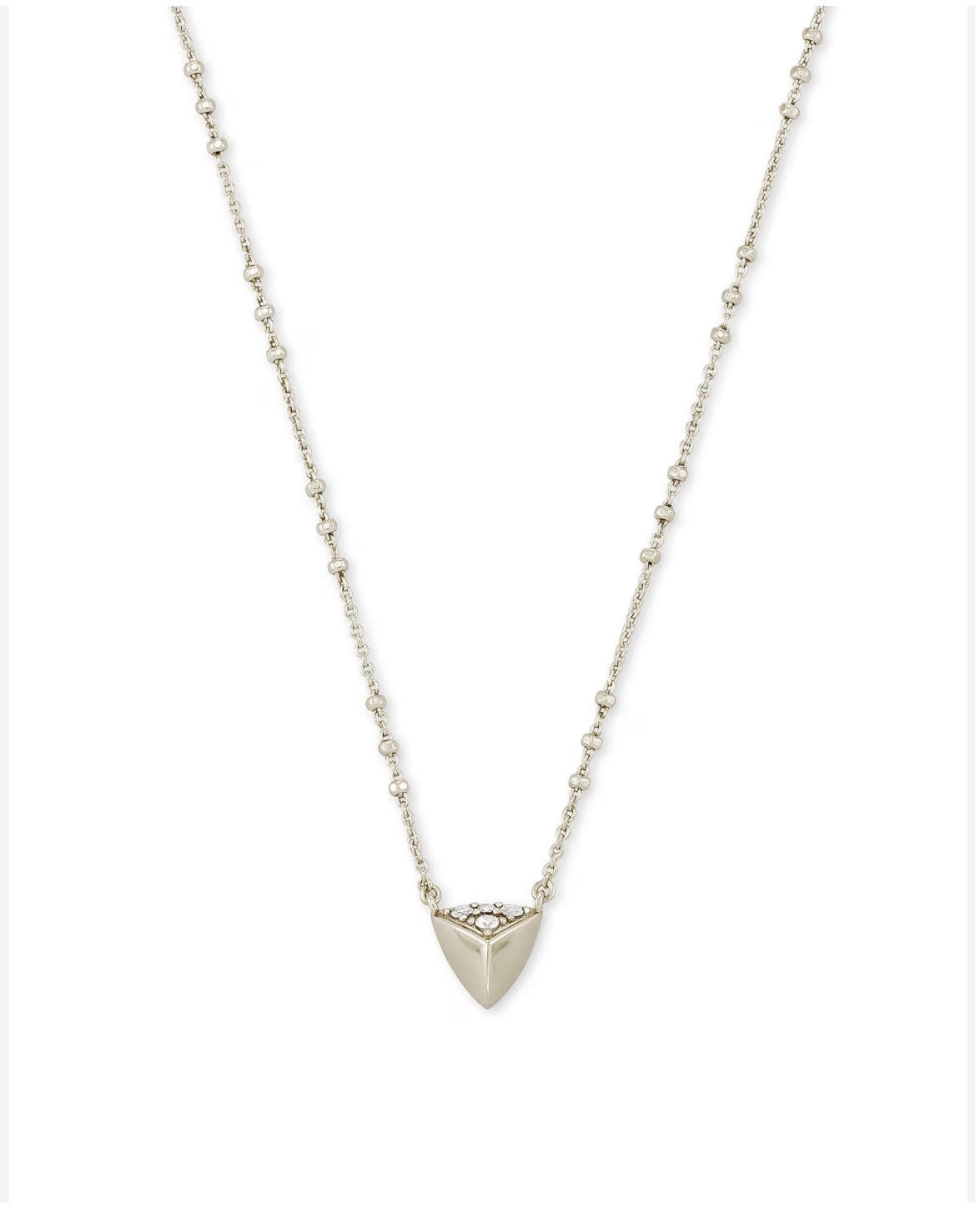 Perry Short Silver Pendant Necklace in Crystal