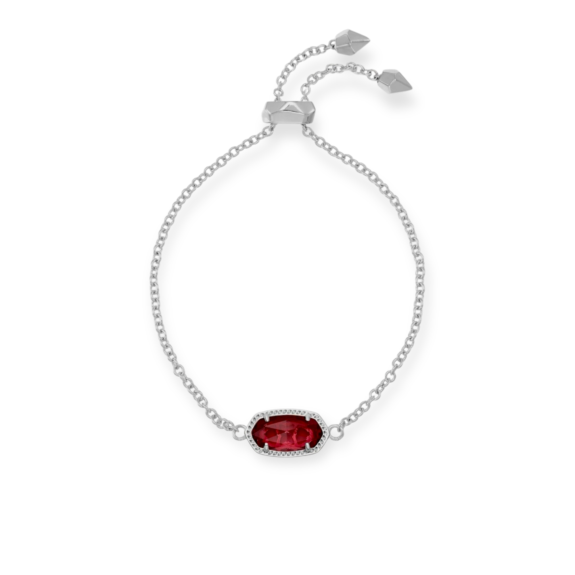 Elaina Adjustable Chain Bracelet Silver in Berry Red