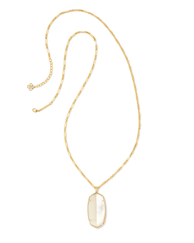 Reid Gold Intarsia Long Pendant Necklace In White Intarsia