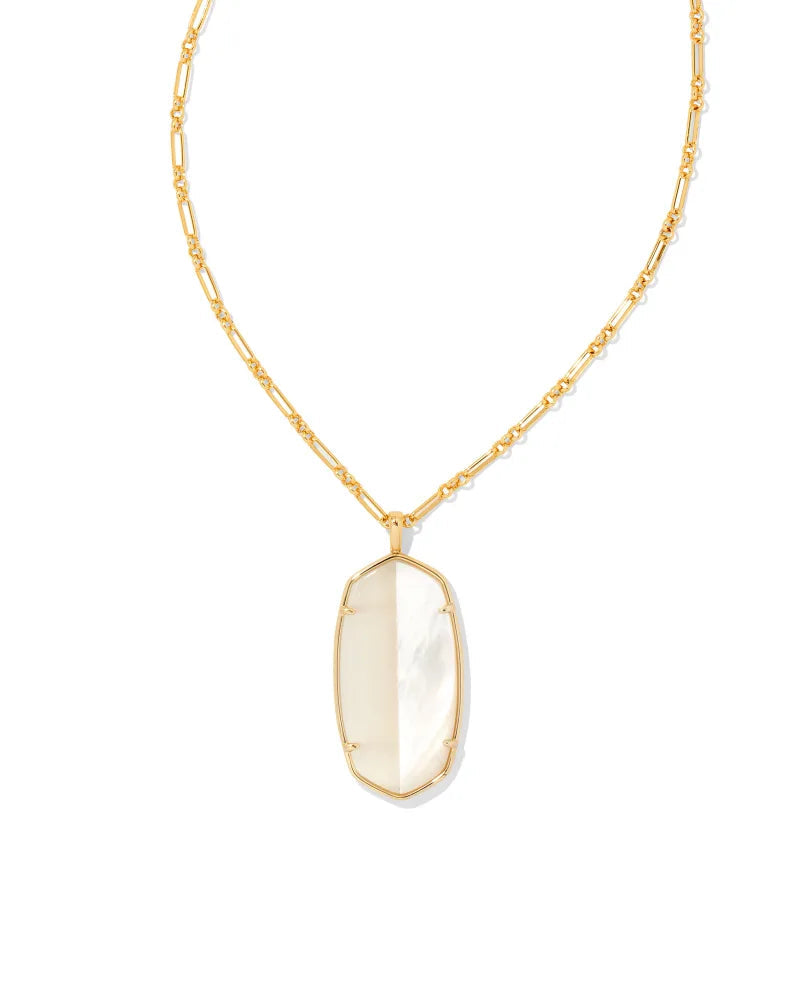 Reid Gold Intarsia Long Pendant Necklace In White Intarsia