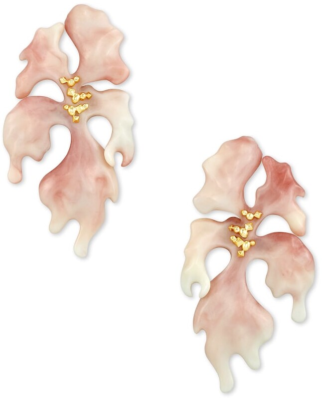 Savannah Gold Statement Earrings in Matte Mauve