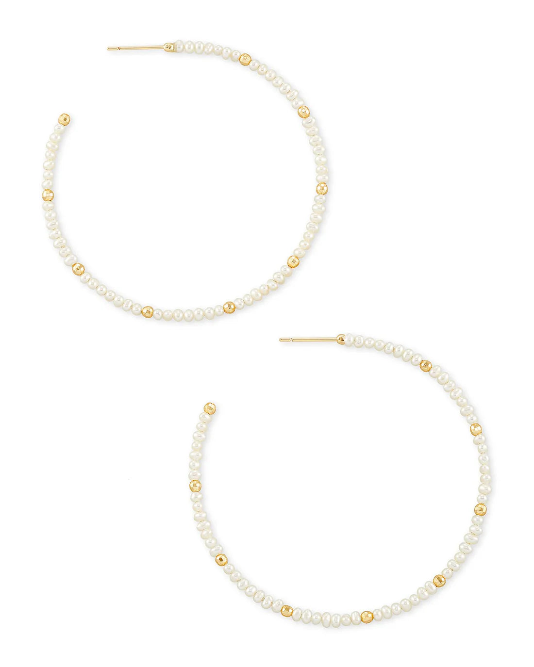 Scarlet Gold Hoop Earrings In White Pearl