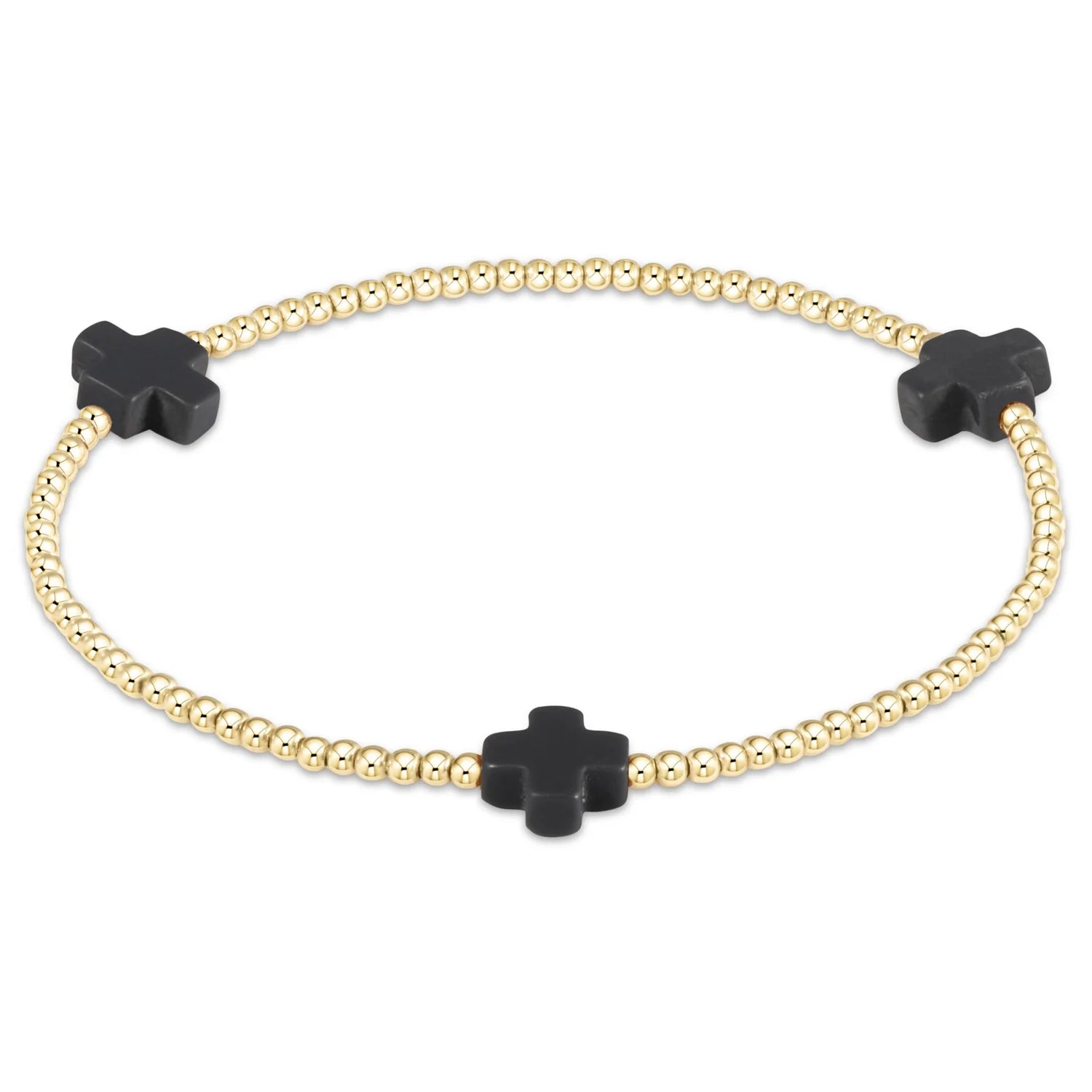 Signature Cross Gold Pattern Bracelet Onyx 2mm