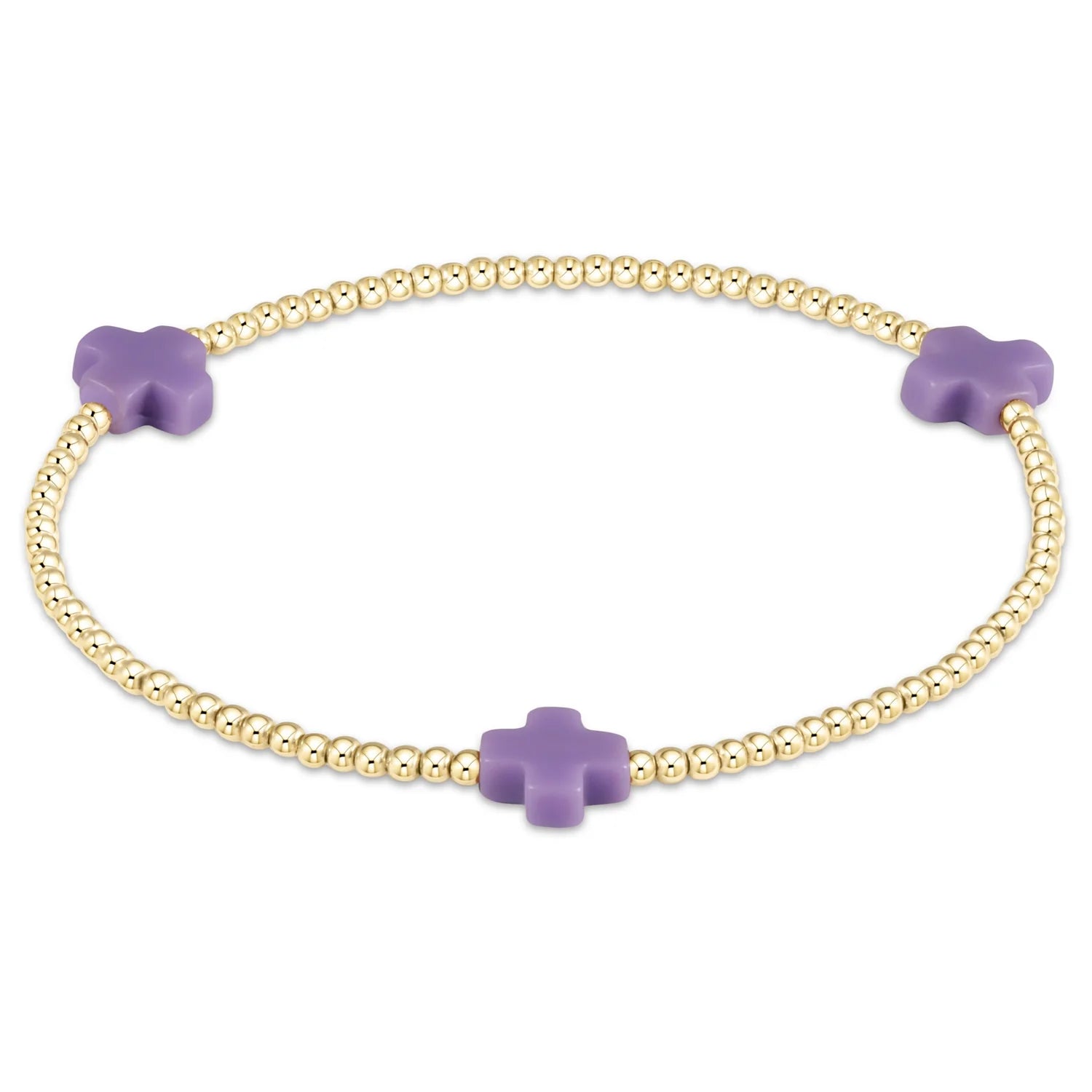 Signature Cross Gold Pattern Bracelet Purple 2mm