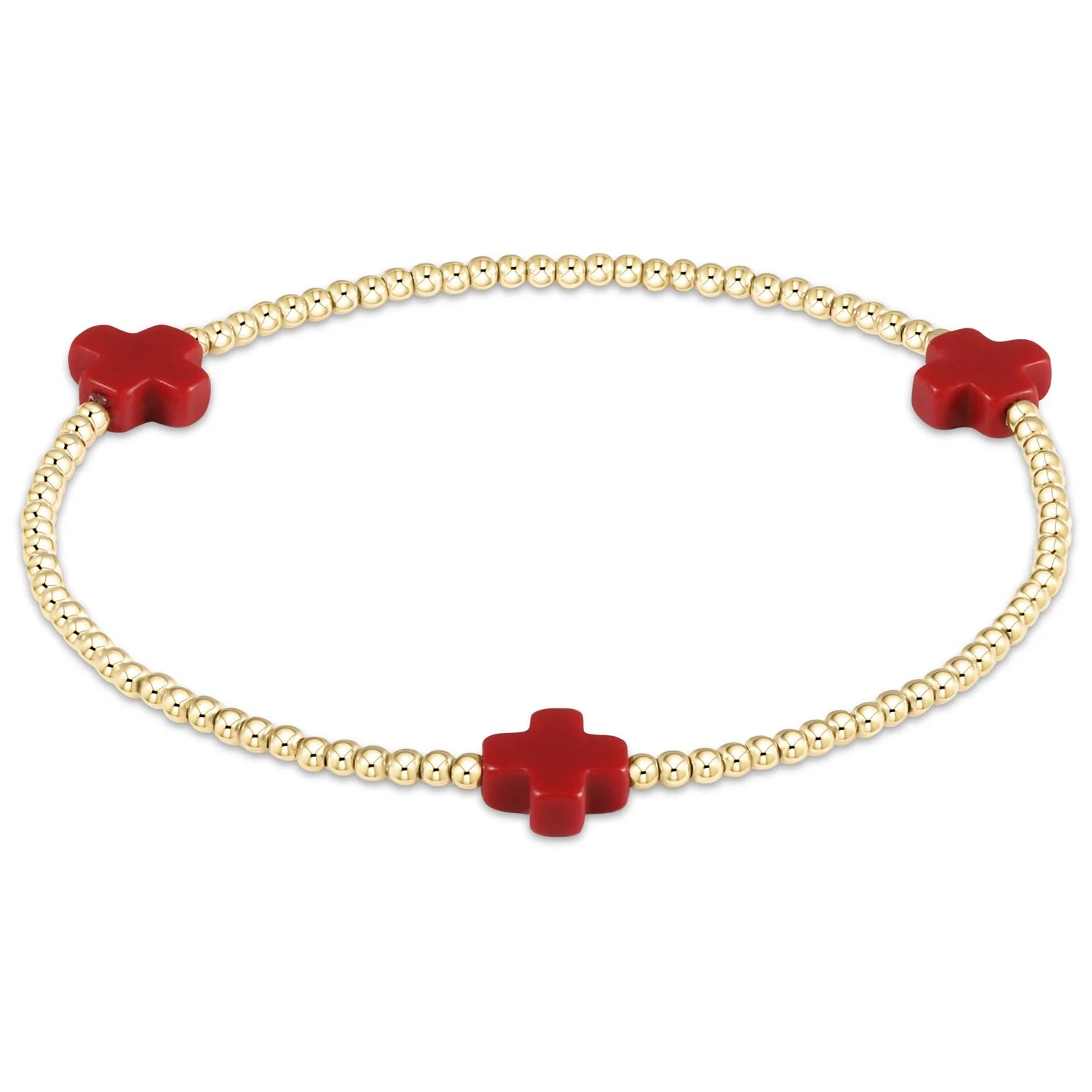 Signature Cross Gold Pattern Bracelet Red 2mm