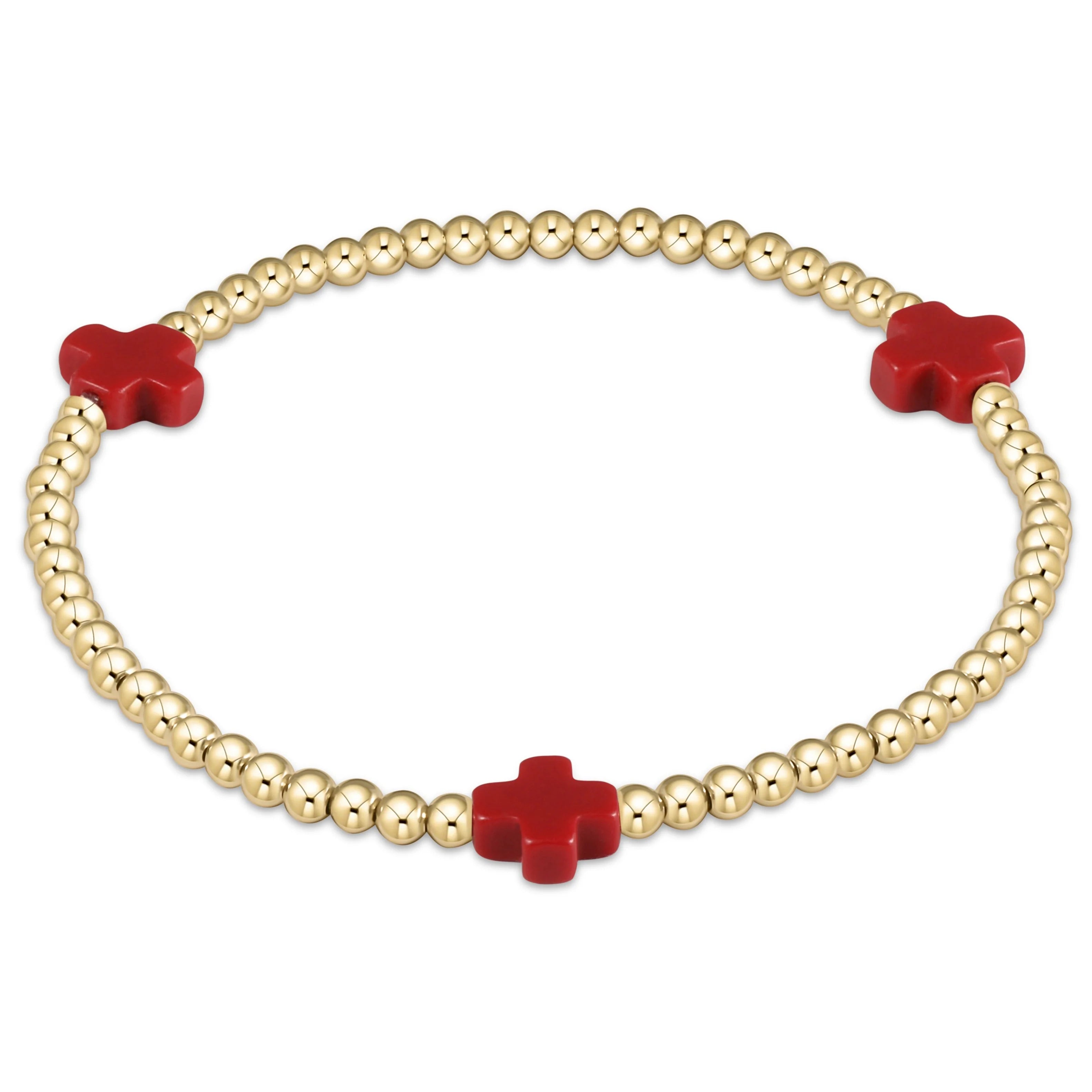 Signature Cross Gold Pattern Bracelet Red 3mm