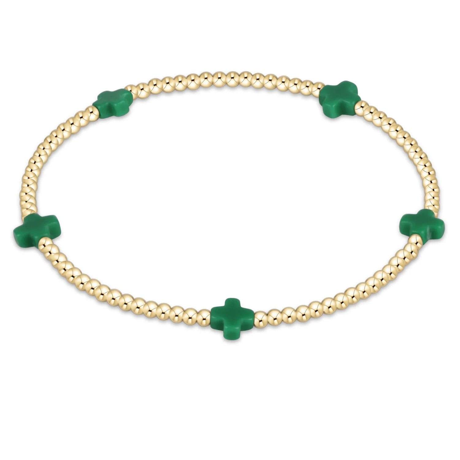 Signature Cross Small Bracelet Emerald 2mm