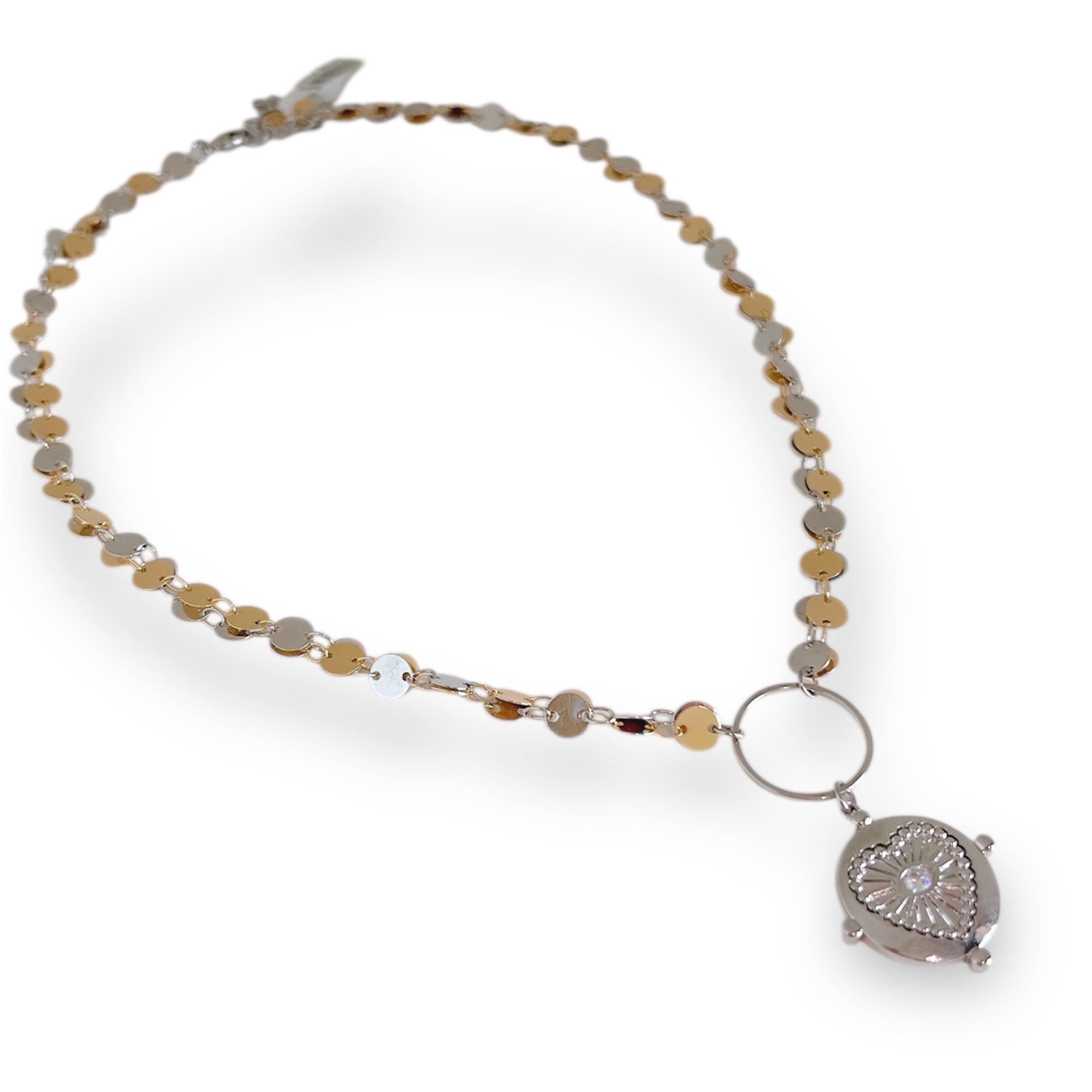 Necklace with heart-shaped pendant on a white background