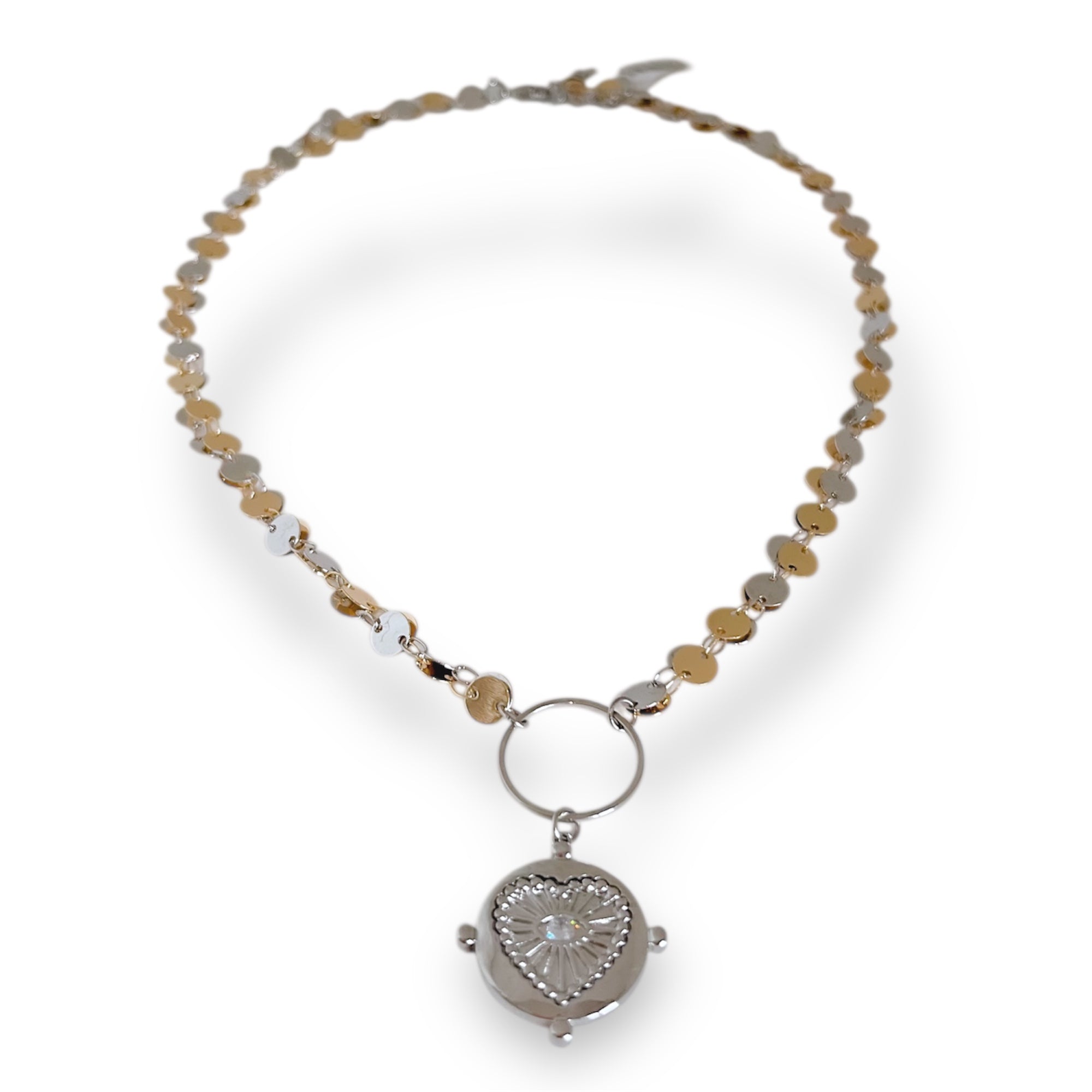 Necklace with heart-shaped pendant on a white background