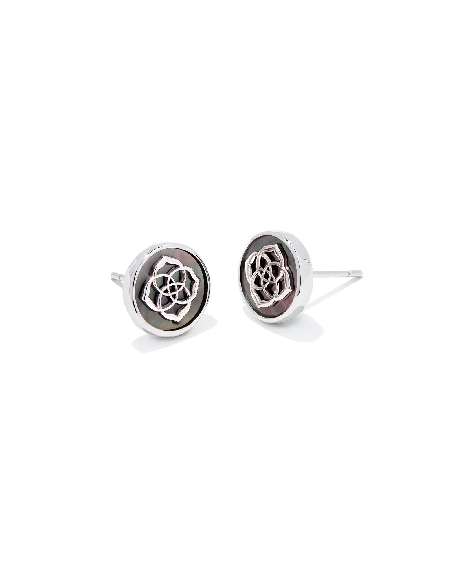 Stamped Dira Coin Stud Earrings In Mother of Pearl Abalone Shell
