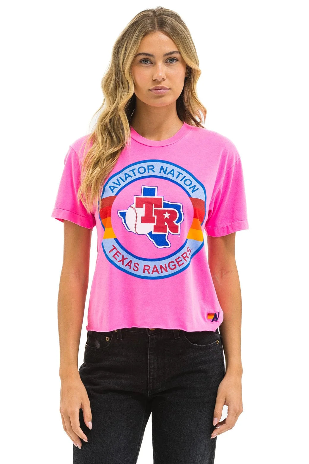 Texas Rangers Boyfriend Tee - Neon Pink