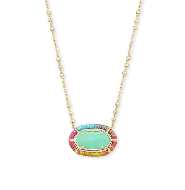 Threaded Elisa Gold Pendant Necklace in Turquoise