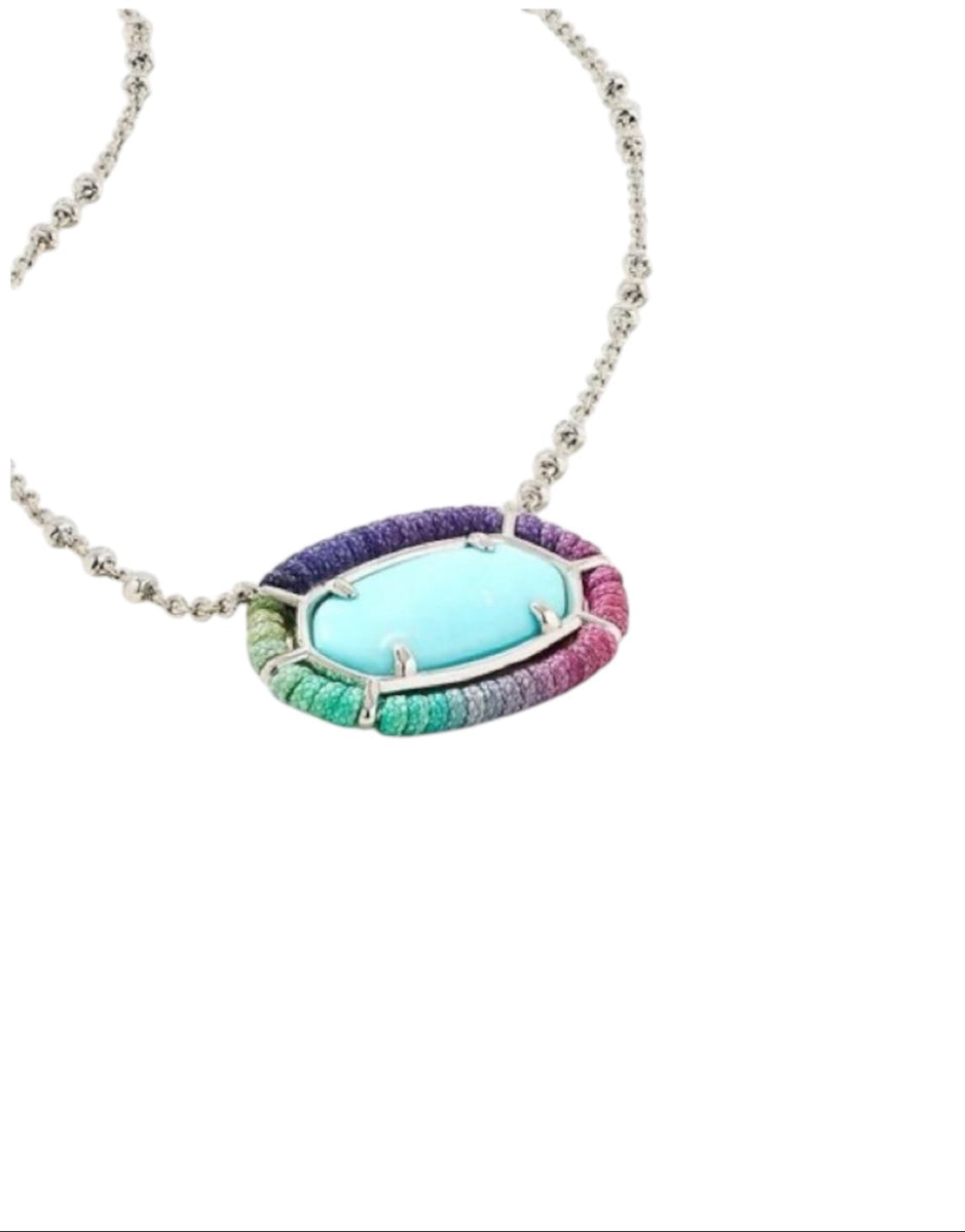 Threaded Elisa Silver Pendant Necklace in Turquoise