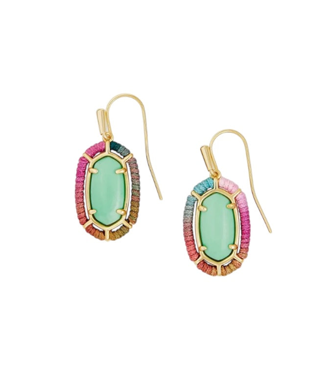 Threaded Lee Gold Drop Earrings in Mint Magnesite