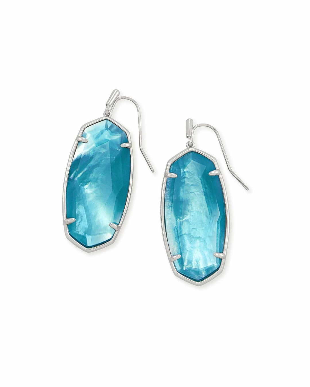 Faceted Elle Peacock Illusion Rhodium Earrings
