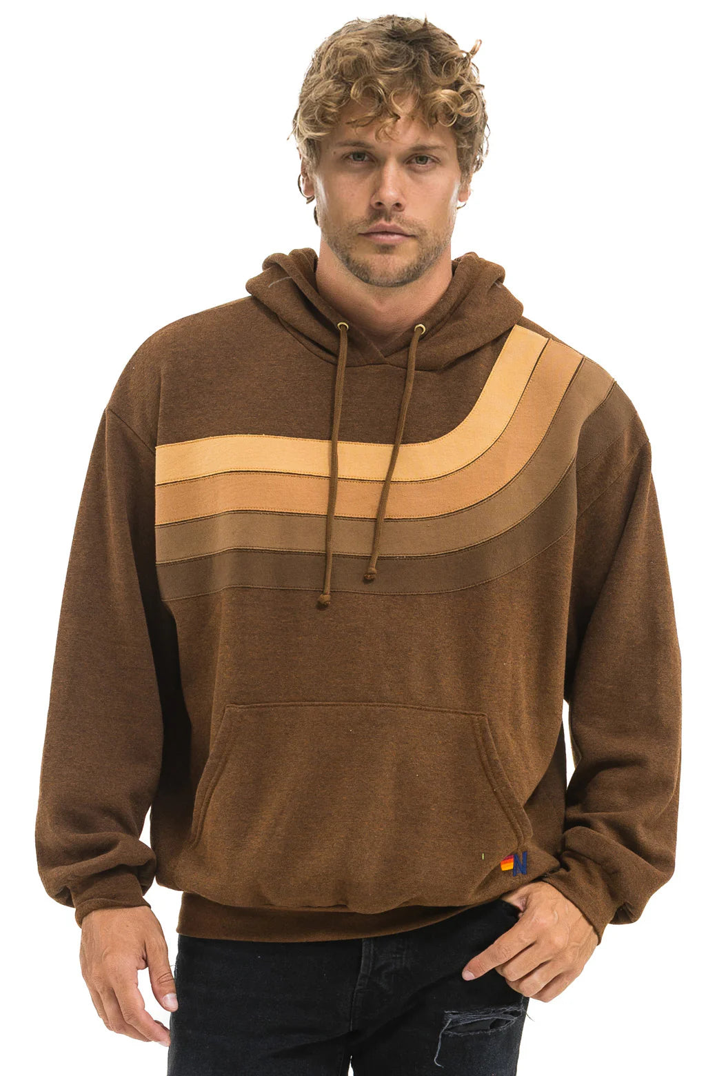 Wave Stripe 4 Pullover Hoodie Relaxed Chocolate Espresso