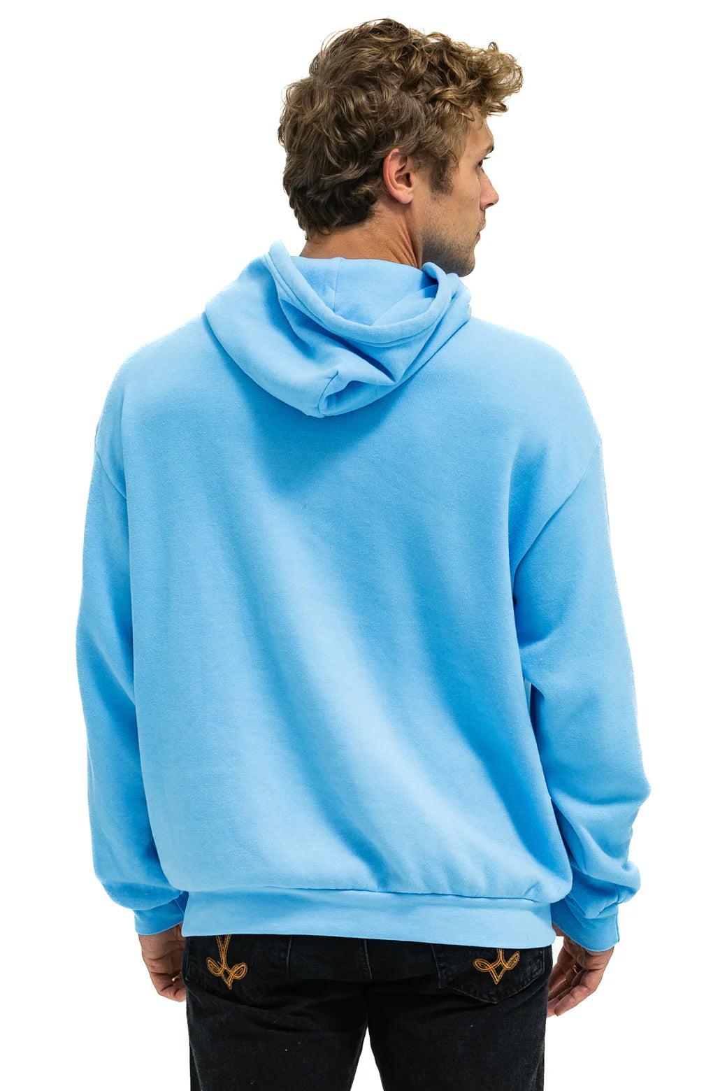Wave Stripe 4 Pullover Hoodie Relaxed- Sky Blue
