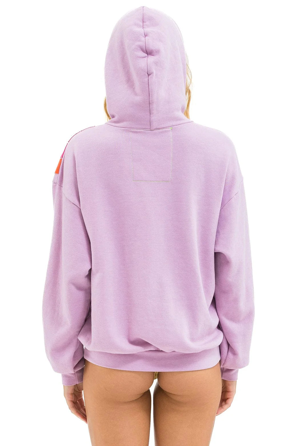 Wave Stripe 4 Pullover Hoodie Relaxed- Mauve/Magenta Orange