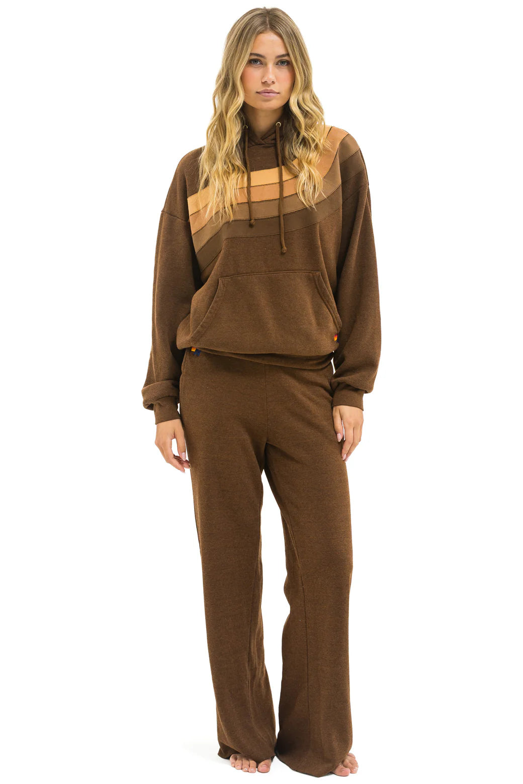 Wave Stripe 4 Pullover Hoodie Relaxed Chocolate Espresso