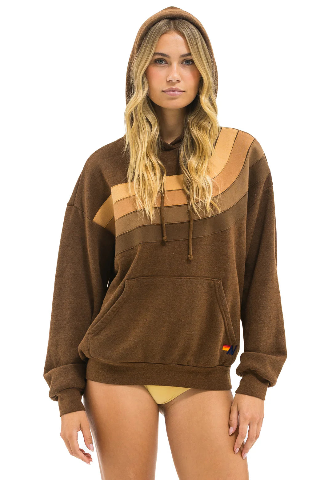 Wave Stripe 4 Pullover Hoodie Relaxed Chocolate Espresso