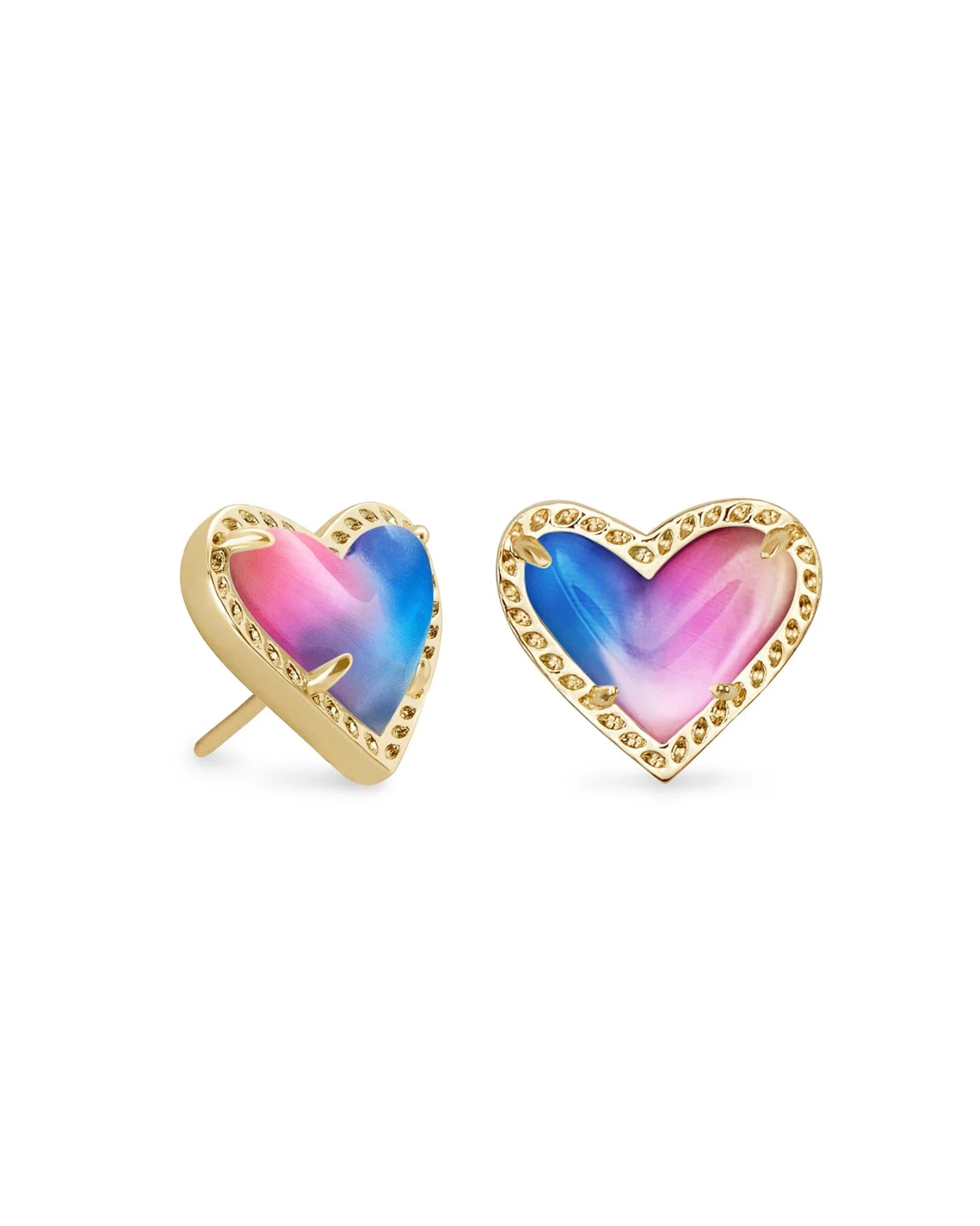 Ari Heart Gold Watercolor Stud Earrings