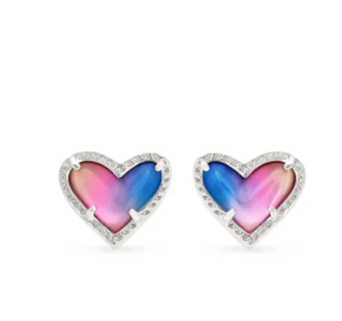 Ari Heart Silver Watercolor Stud Earrings