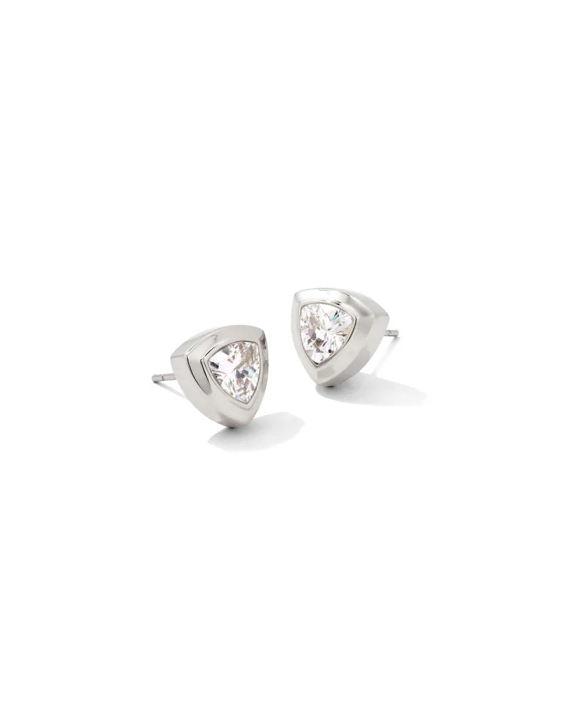 Arden White Crystal Silver Stud Earrings