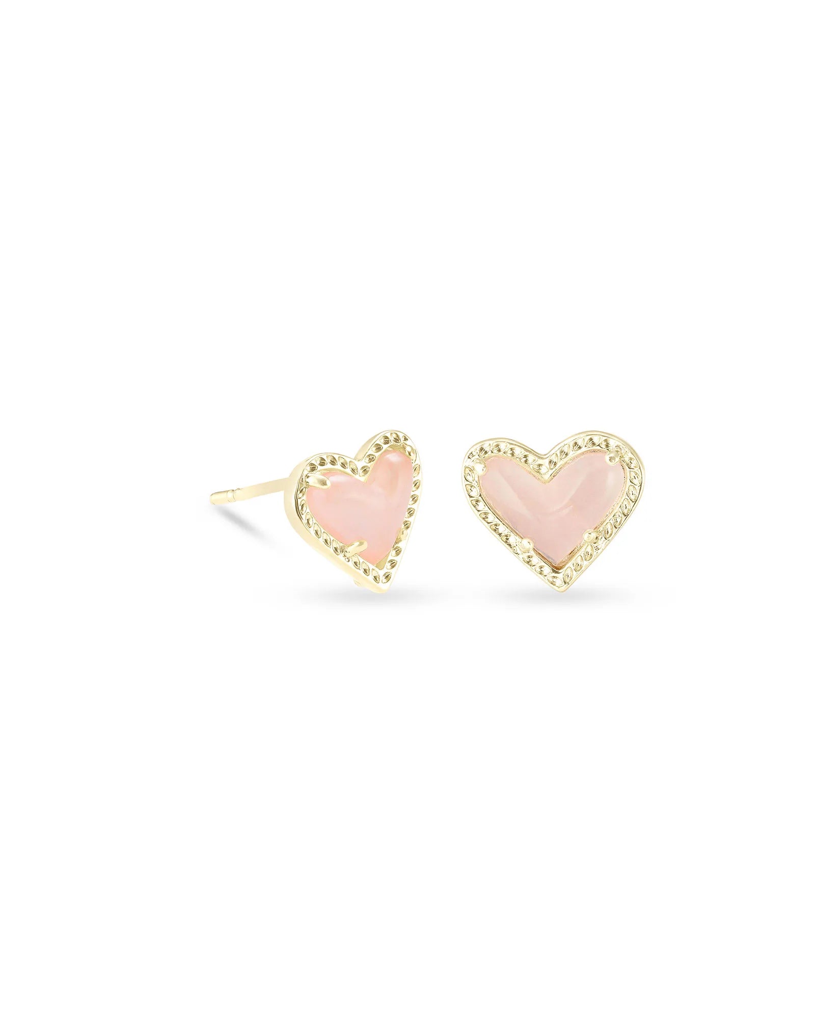Ari Heart Gold Rose Quartz Stud Earrings