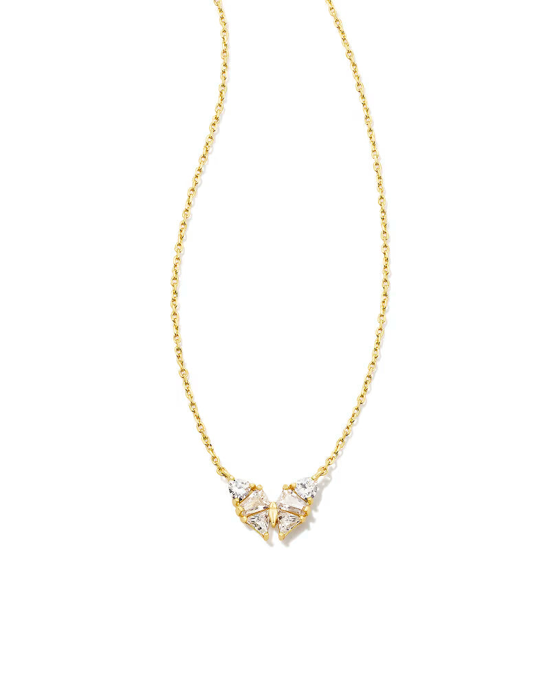 Blair Gold Butterfly Small Short Pendant Necklace in White CZ