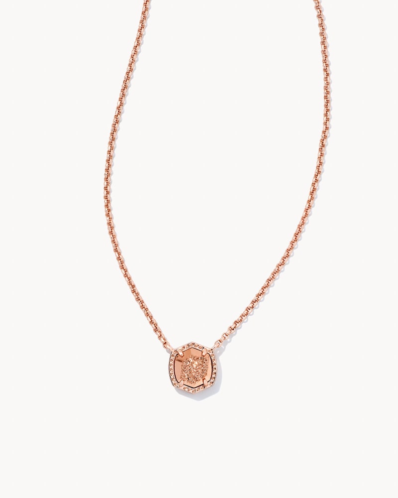 Davie Short Pendant Rose Gold Necklace in Rose Gold Drusy