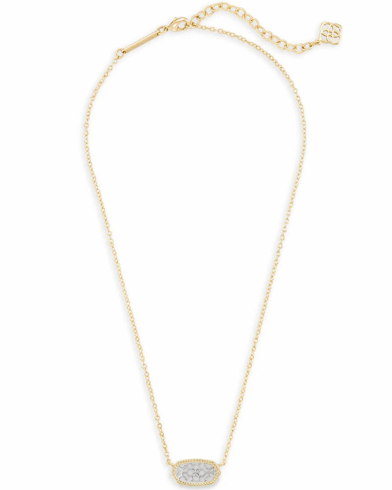 Elisa Gold Pendant Necklace in Silver Filigree Mix