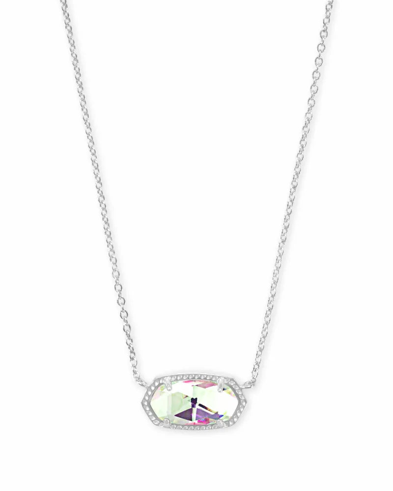Elisa Silver Pendant Necklace Ivory in Dichroic Glass