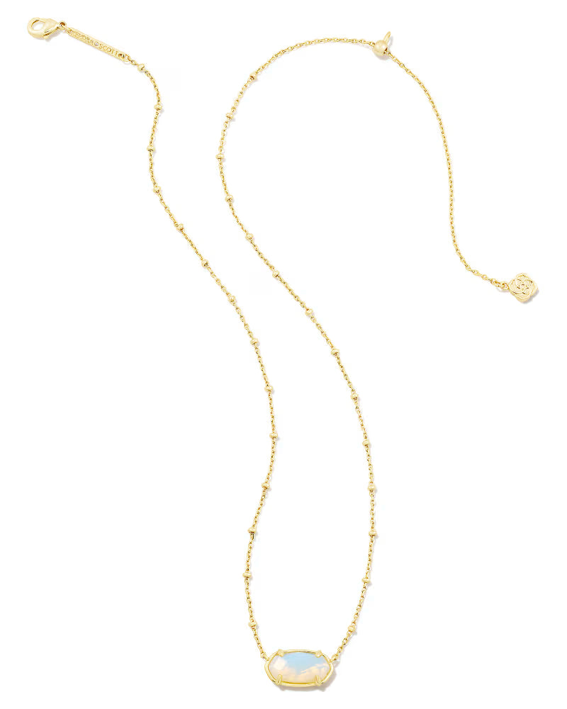 Faceted Elisa Gold Pendant Necklace in Iridescent Opalite Illusion