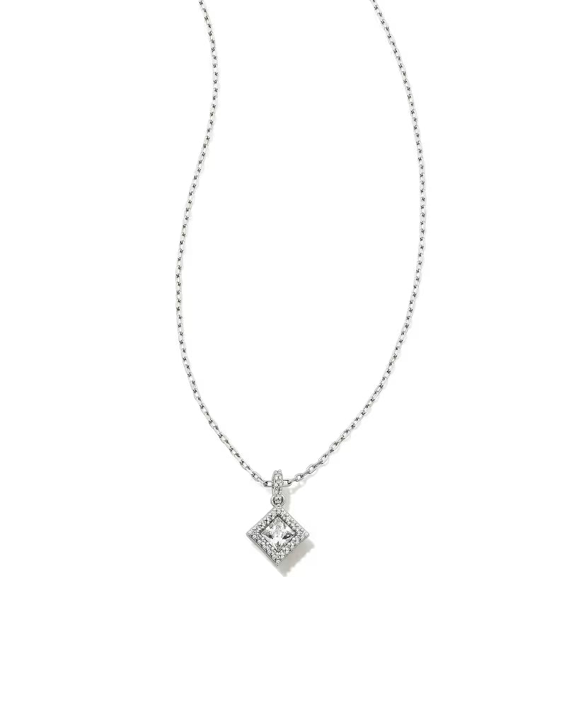 Gracie Silver Short Pendant Necklace in White CZ