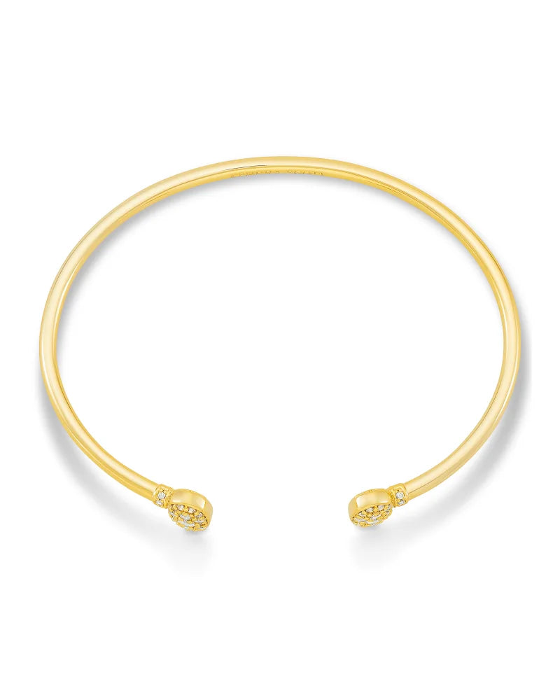 Grayson Gold Cuff Bracelet in White Crystal - Bella's House Tulsa
