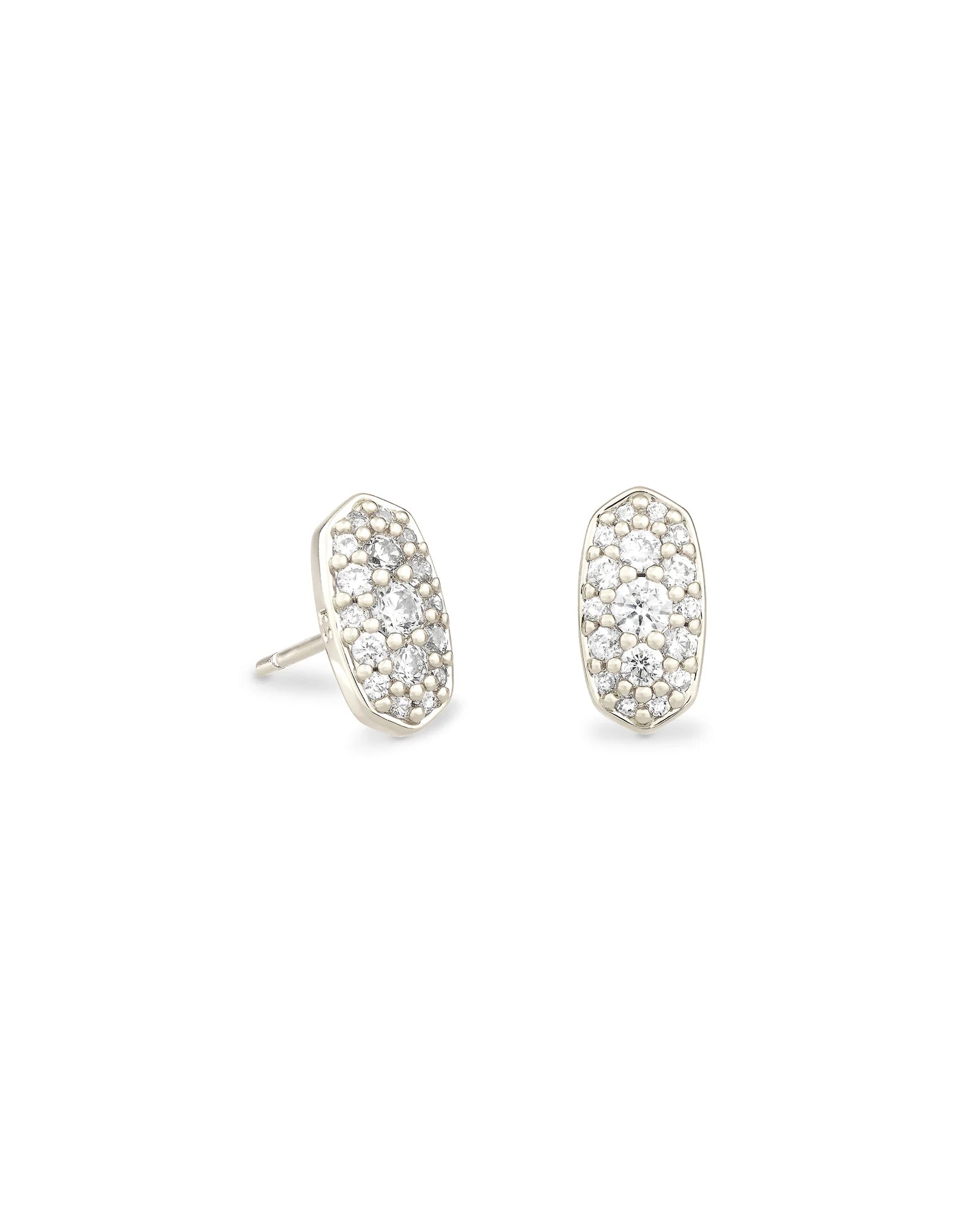 Grayson Silver Stud Earrings in White CZ 