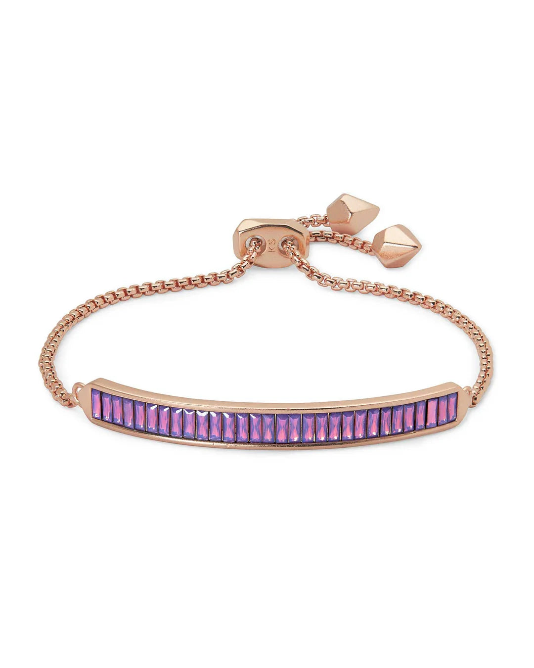 Jack Adjustable Rose Gold Chain Bracelet in Raspberry Crystal