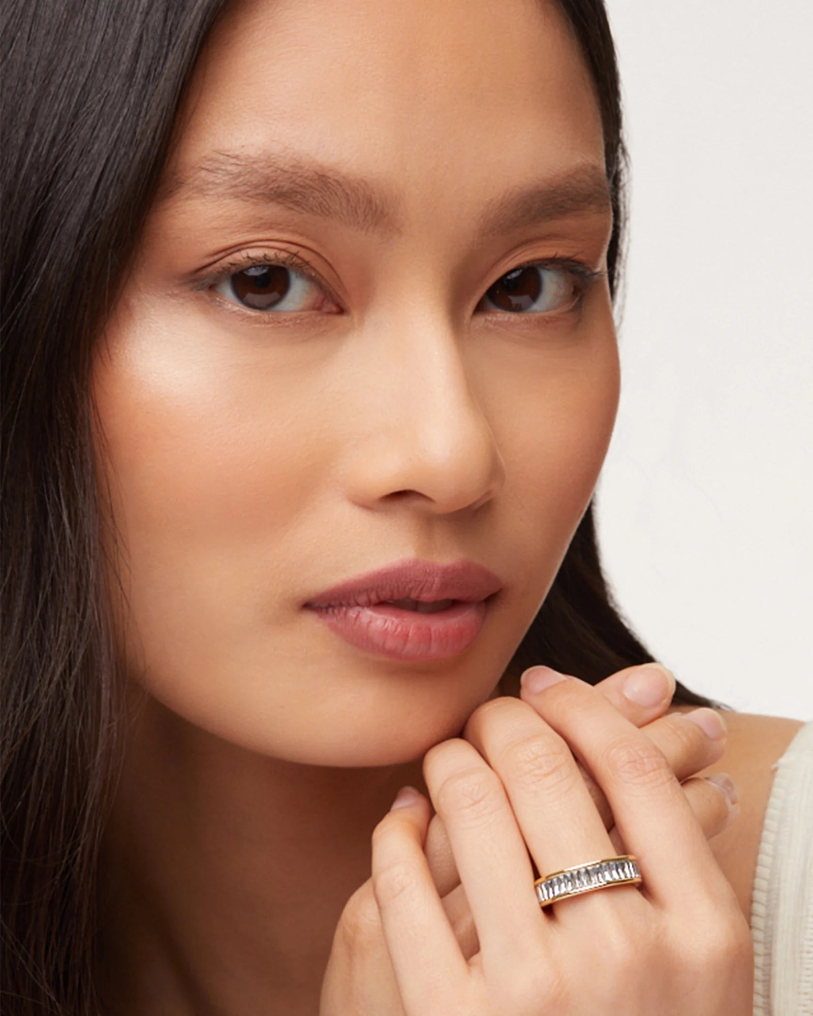 Jack Gold Band Ring in White Crystal