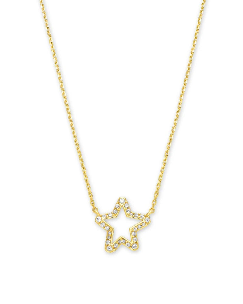 Jae Star Gold Pendant Necklace In White Crystal