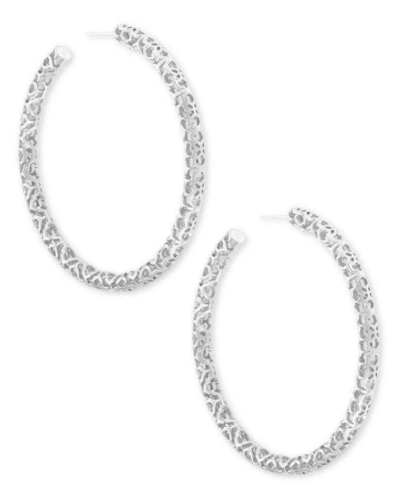 Maggie Large Hoop 2.5" Earring in Silver Filigree