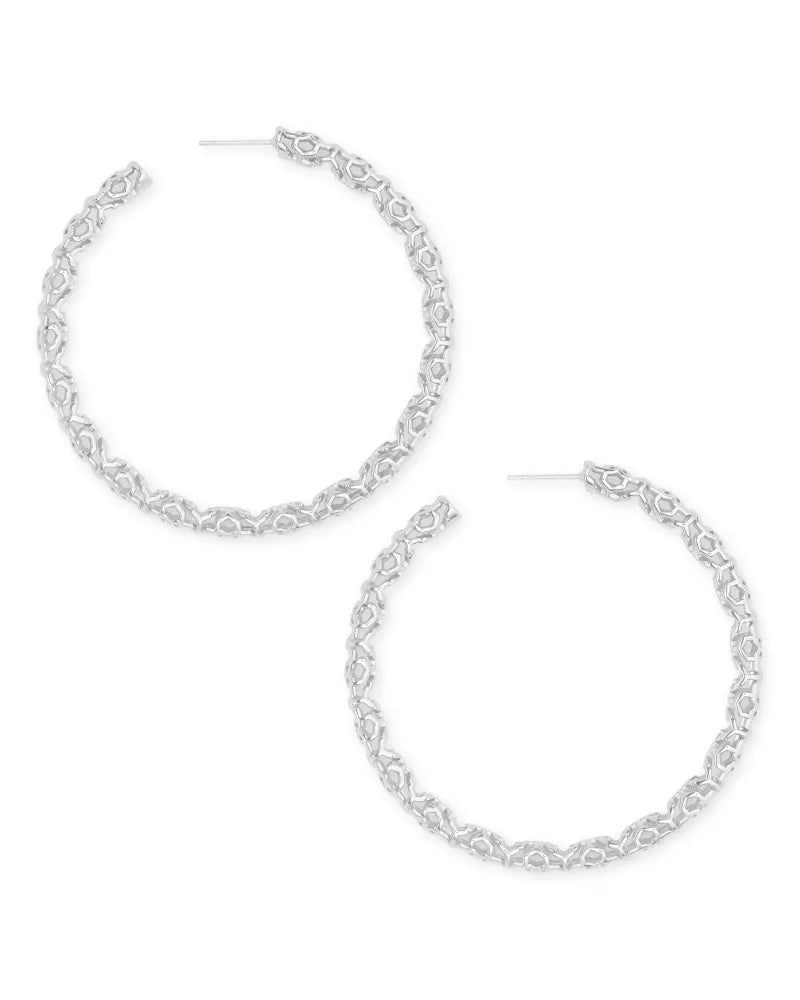 Maggie Large Hoop 2.5" Earring in Silver Filigree