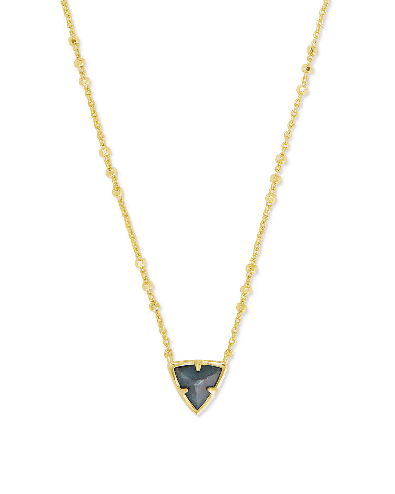 Perry Short Gold Pendant Necklace in Green Apatite